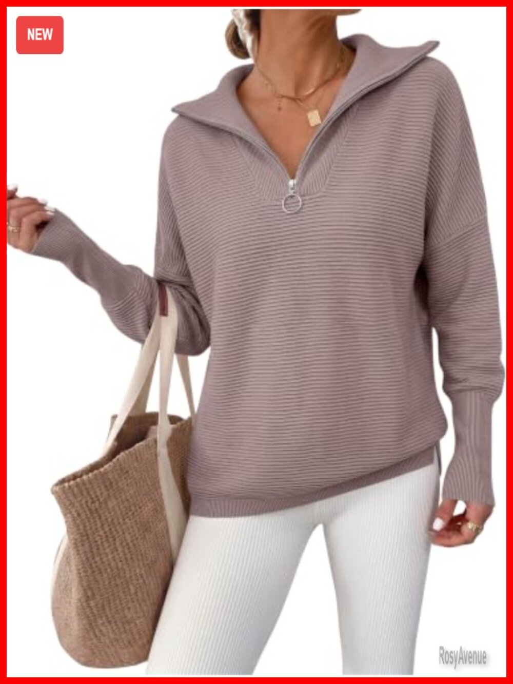 Women Long Sleeve Quarter Zip Pullover Oversized Fall Sweater